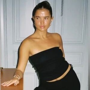 Djerf Avenue Tube Top in Liquorice Black - Size Medium